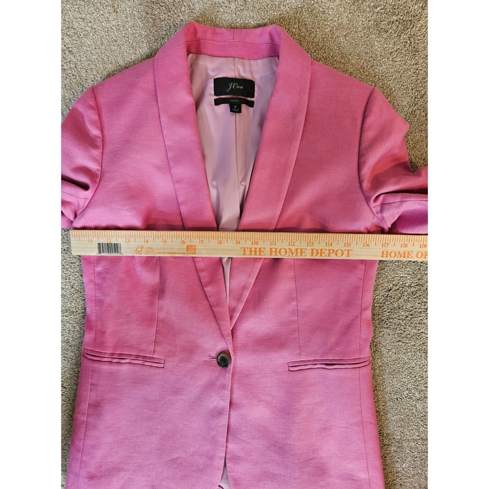 J.Crew Parke Blazer Womens 2 Pink Linen Blend Single Button - Picture 3 of 10